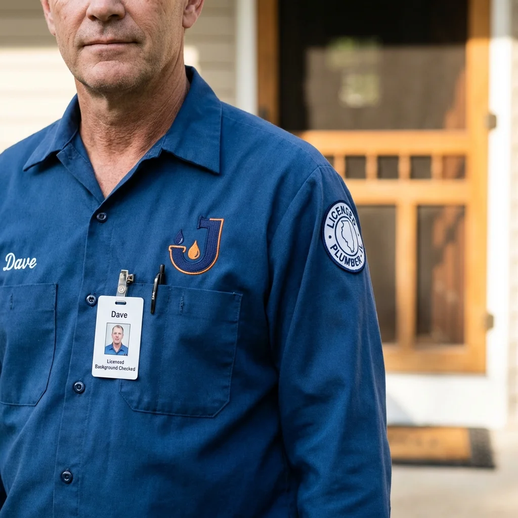 Licensed plumber showing ID badge in Quarryville, PA