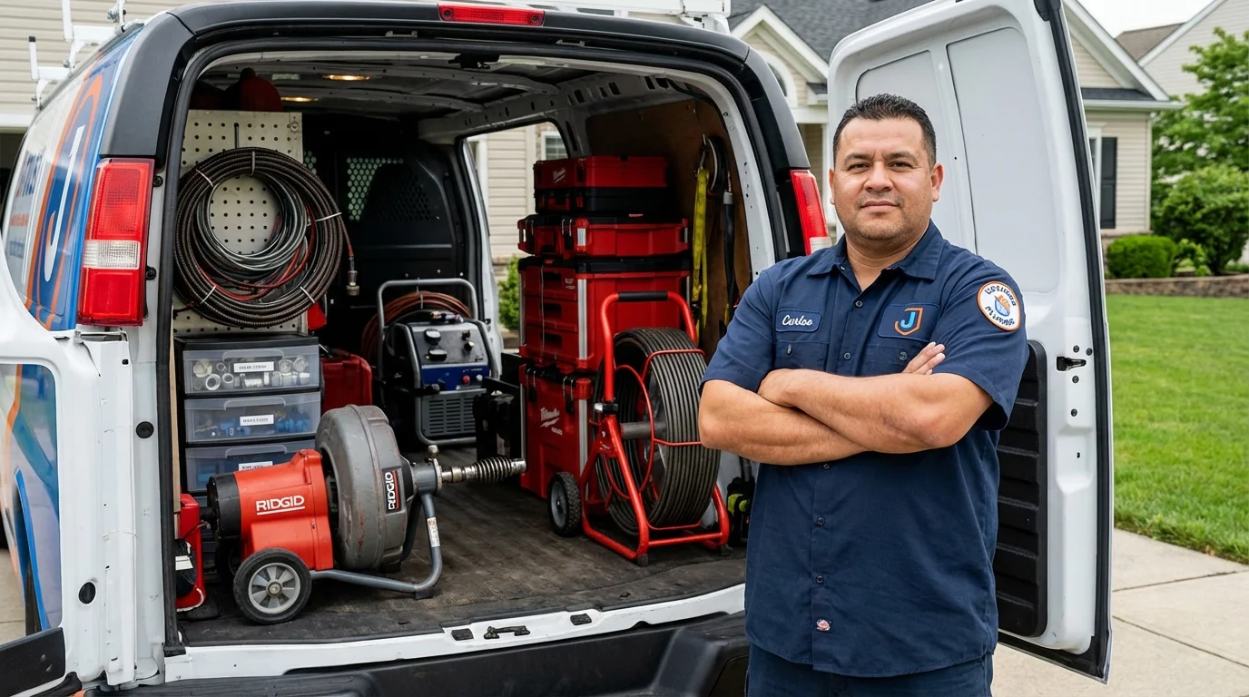 Professional drain cleaning equipment and Johns Plumbing LLC plumber in Quarryville