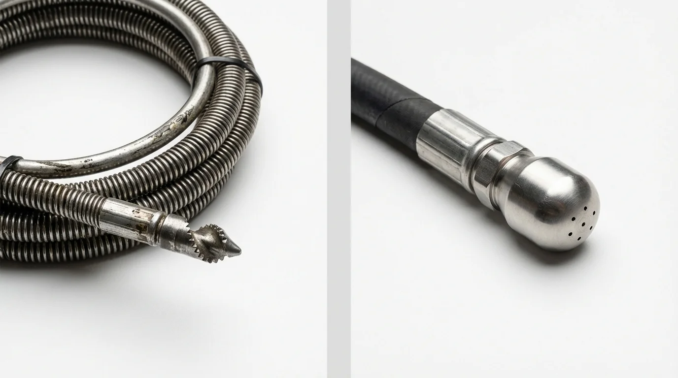 Drain snake cable and hydro jetting nozzle used for drain cleaning in Quarryville, PA