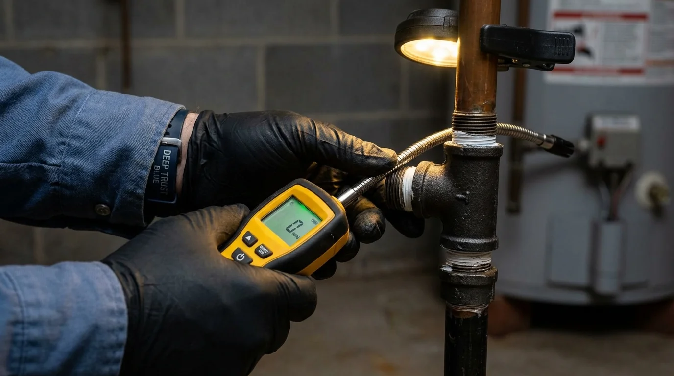 Gas leak detection with electronic sniffer by Johns Plumbing LLC in Quarryville